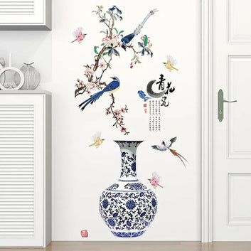 3D Large Vase Wall Sticker – Floral Design